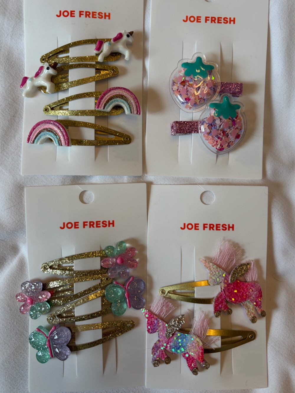 Joe Fresh Kids Glitter Unicorn & Rainbow Hair Clip Set of 4